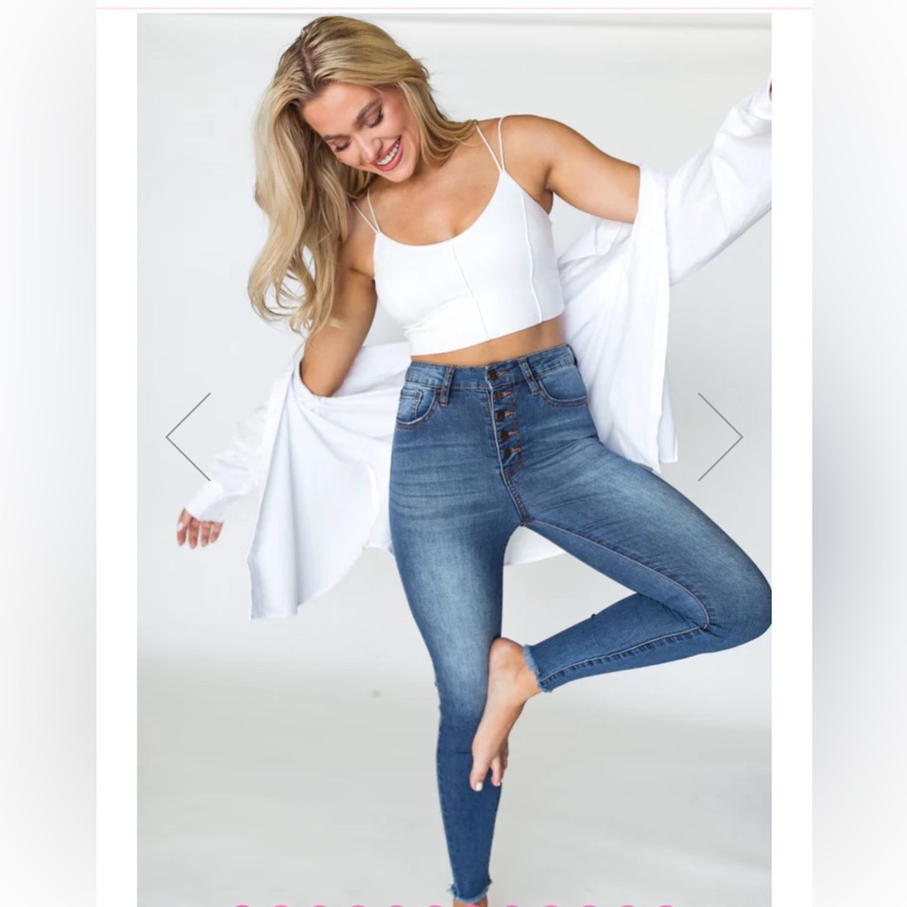 Pink Lily Medium Wash Jean